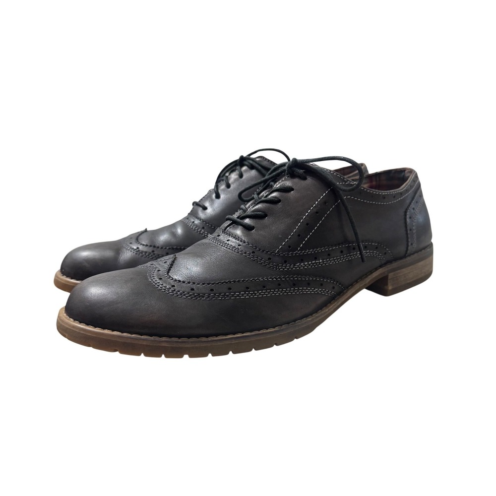 Bed Stu Wingtip Oxford Mens 13 Black Excellent Distressed Leather Brogue Shoe